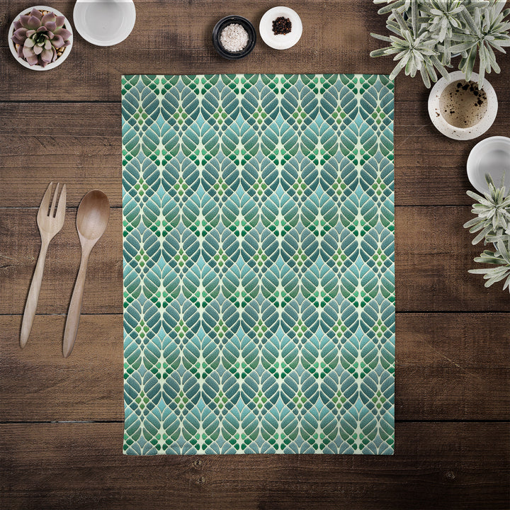 Interwoven Trees Tea Towel - Greens &amp; Greys