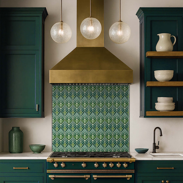Interwoven Trees Kitchen Splashback - Muted Greens
