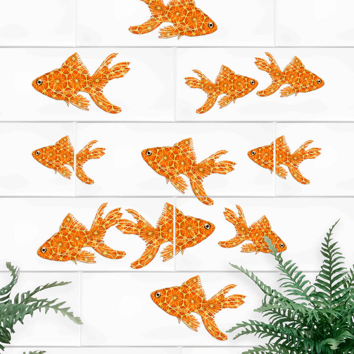 Goldfish tile decals - red orange