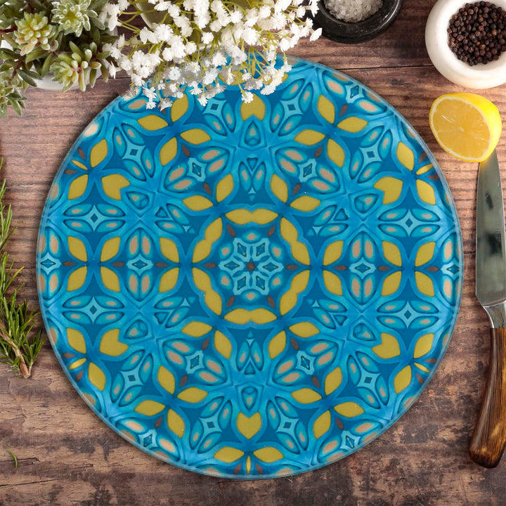 Greek Knossos Leaf - Circular Cutting Board