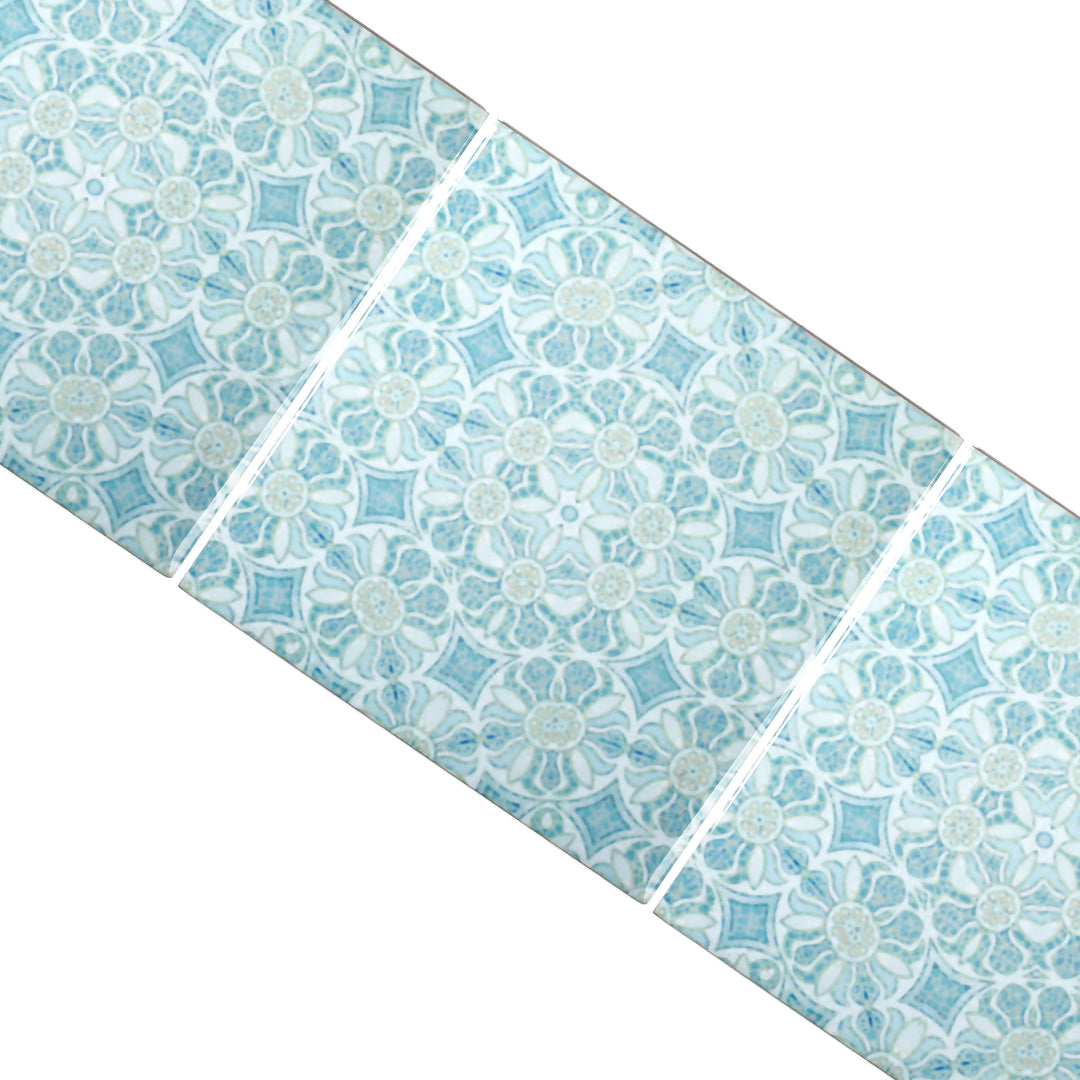 Pomegranate Hazy Tiles - Aqua - standard scale