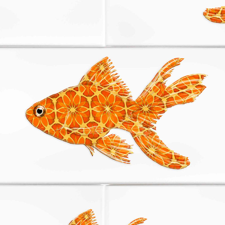Goldfish tile decals - red orange