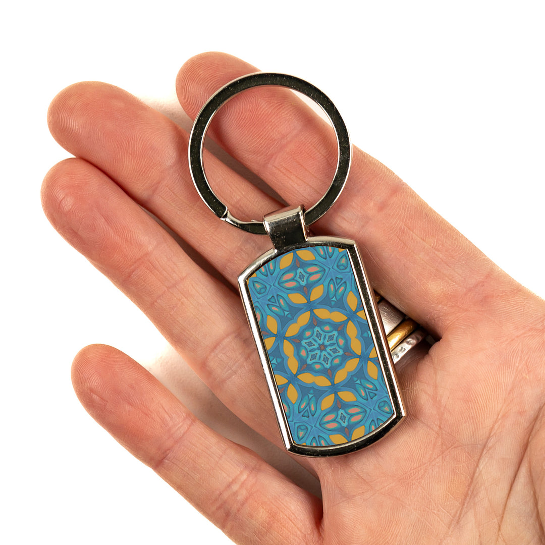 SALE - Greek Knossos Millefiori Keyring - Orange &amp; Teal