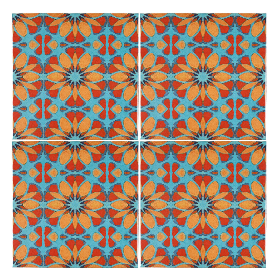 Moroccan Flower tiles - FIRED INK Version