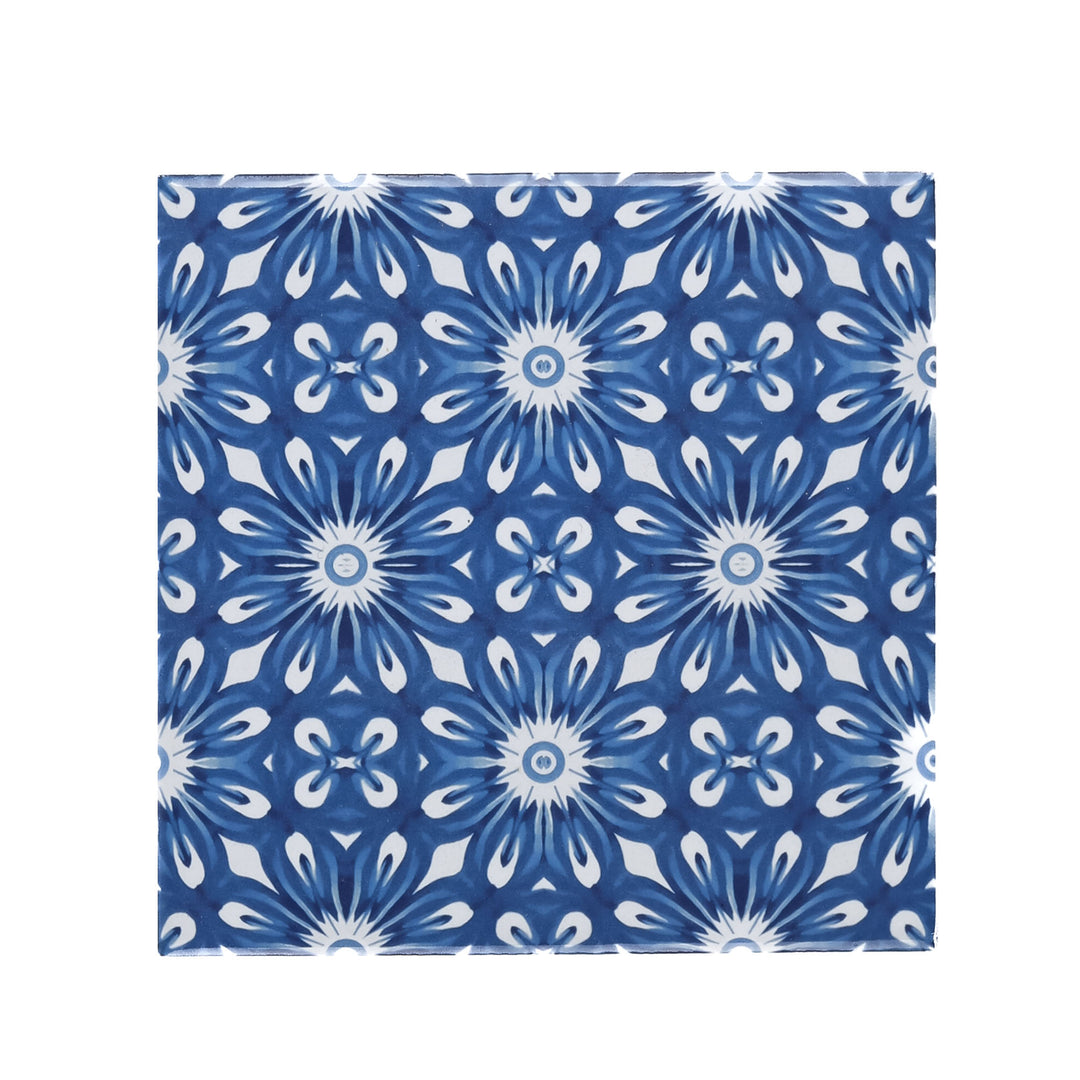 Feathery Indigo Tile  - Fired Ink version