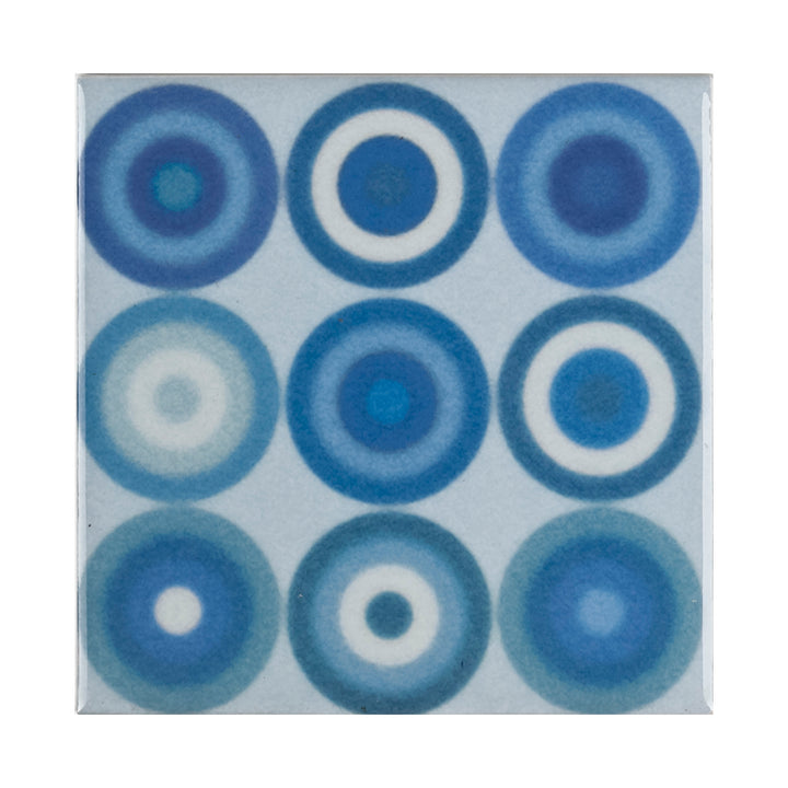 Blue Turquoise Circles Tile  - Fired Ink version