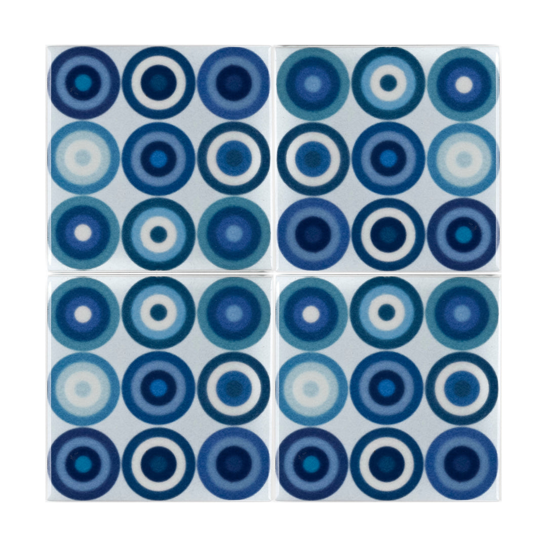 Navy Grey Circles Tile  - Fired Ink version