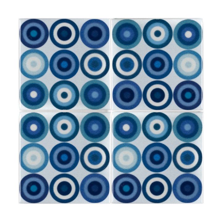 Navy Grey Circles Tile  - Fired Ink version