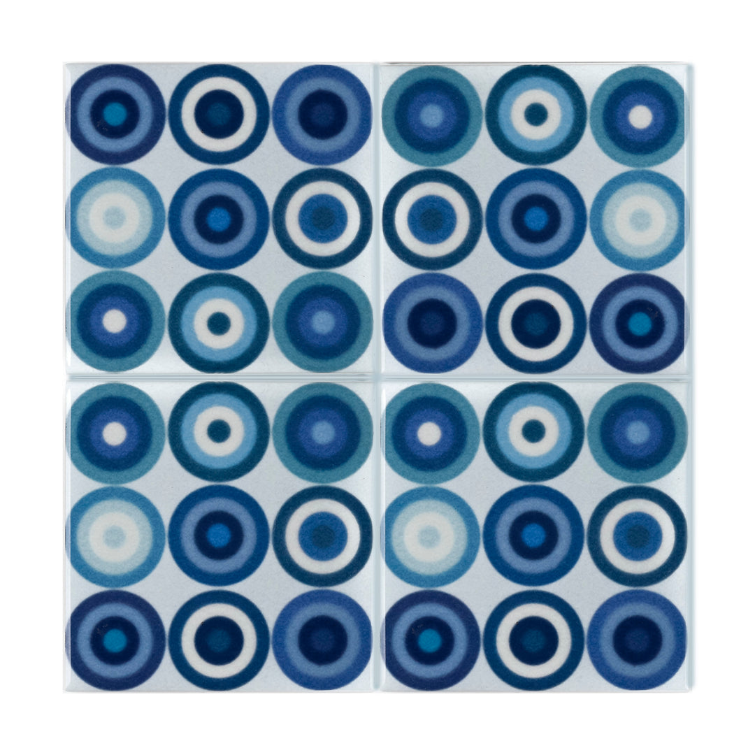 Navy Grey Circles Tile  - Fired Ink version