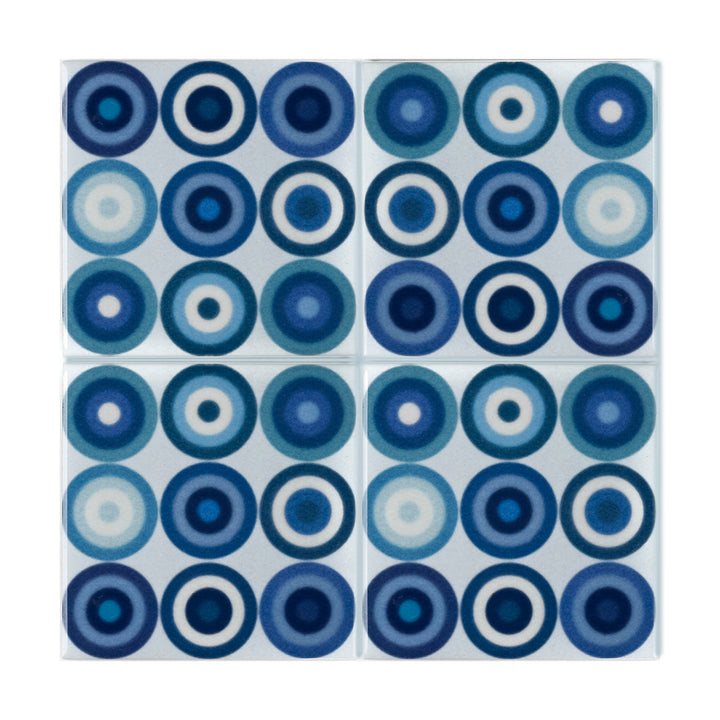 Navy Grey Circles Tile  - Fired Ink version