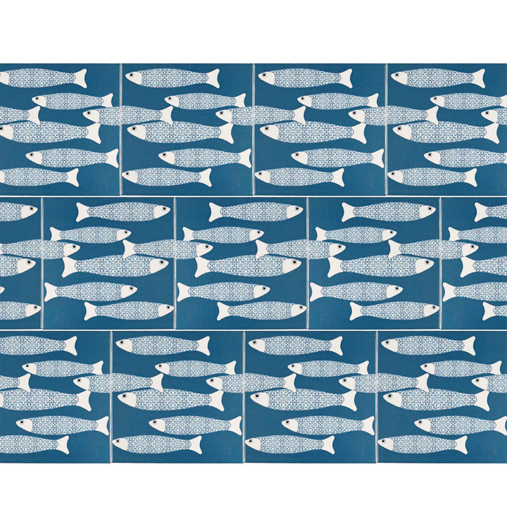 Ocean Shoal tile - Teal - BORDER -  FIRED INK Version