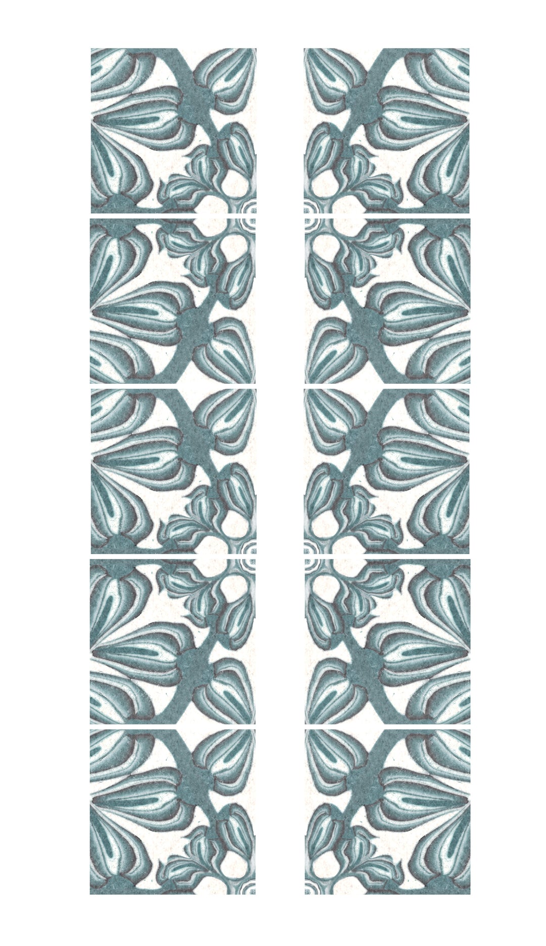 Hedera Tile - Green and White Vintage Effect
