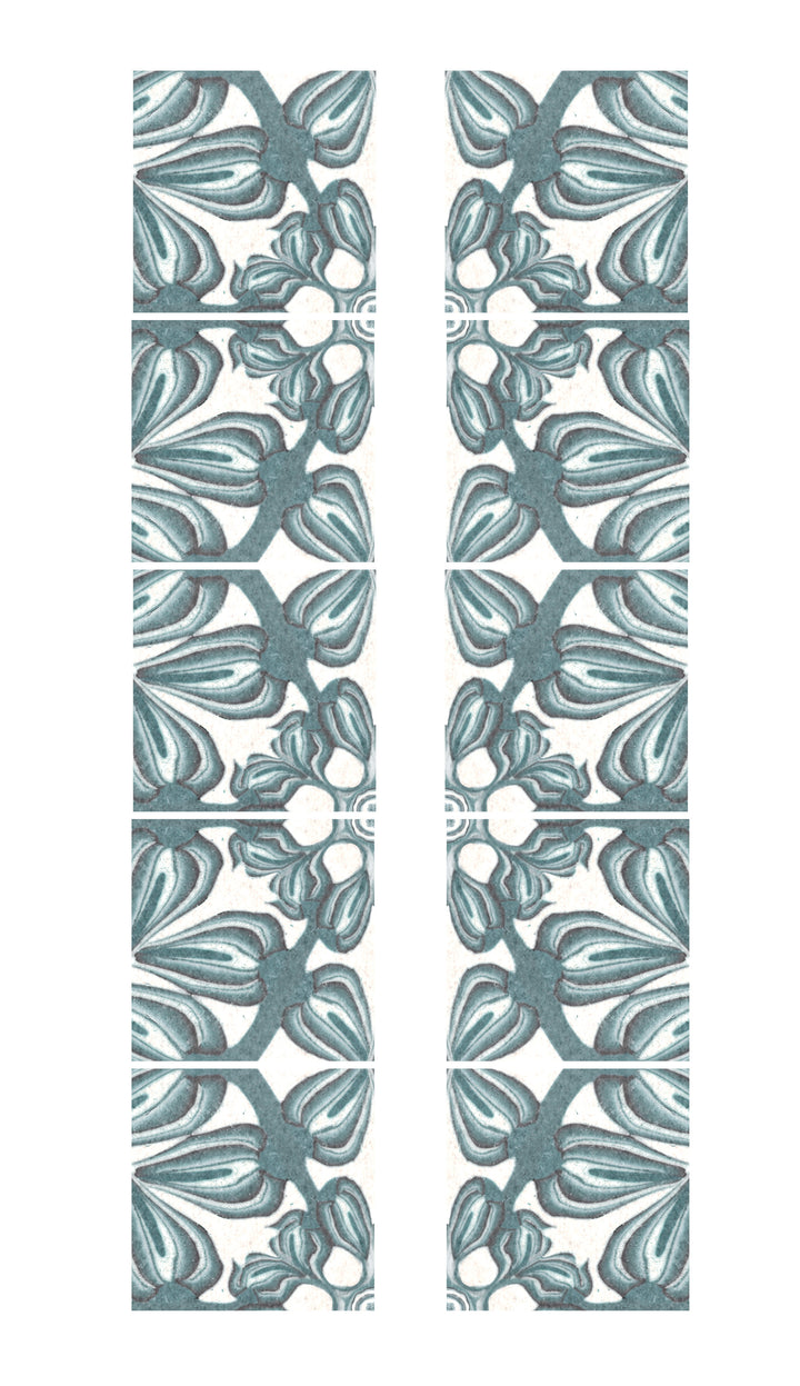 Hedera Tile - Green and White Vintage Effect