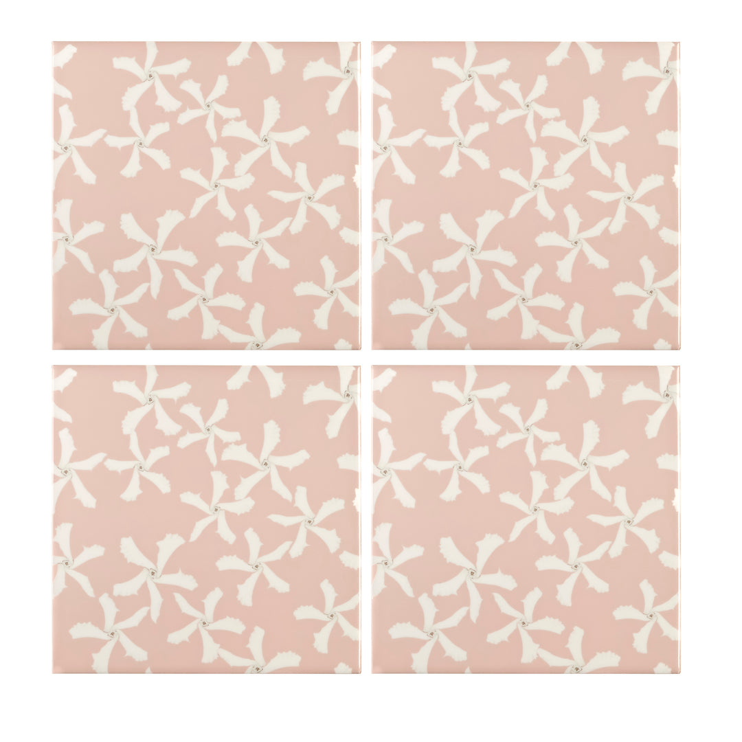 Jasmine Flower Tile - Pink &amp; White