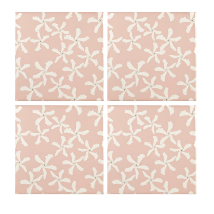Jasmine Flower Tile - Pink &amp; White