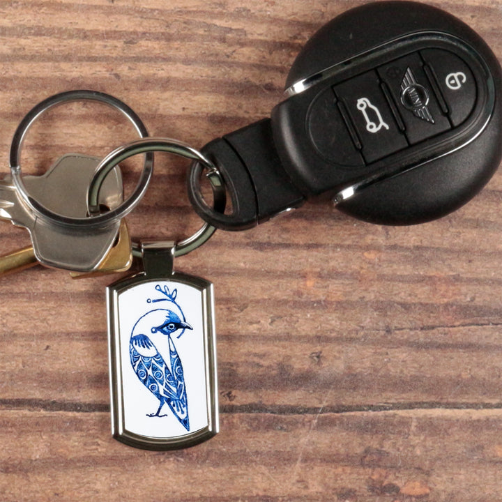 Blue/white Lovebirds Keyring