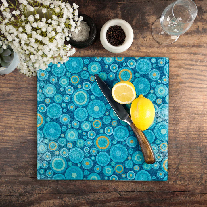 Starry Night Chopping Board - Teal Orange