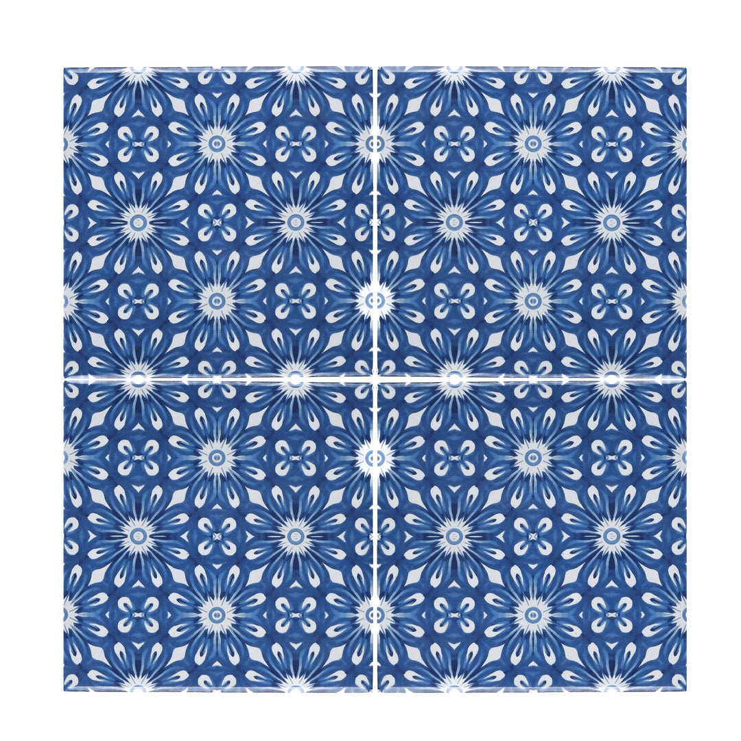Feathery Indigo Tile  - Fired Ink version