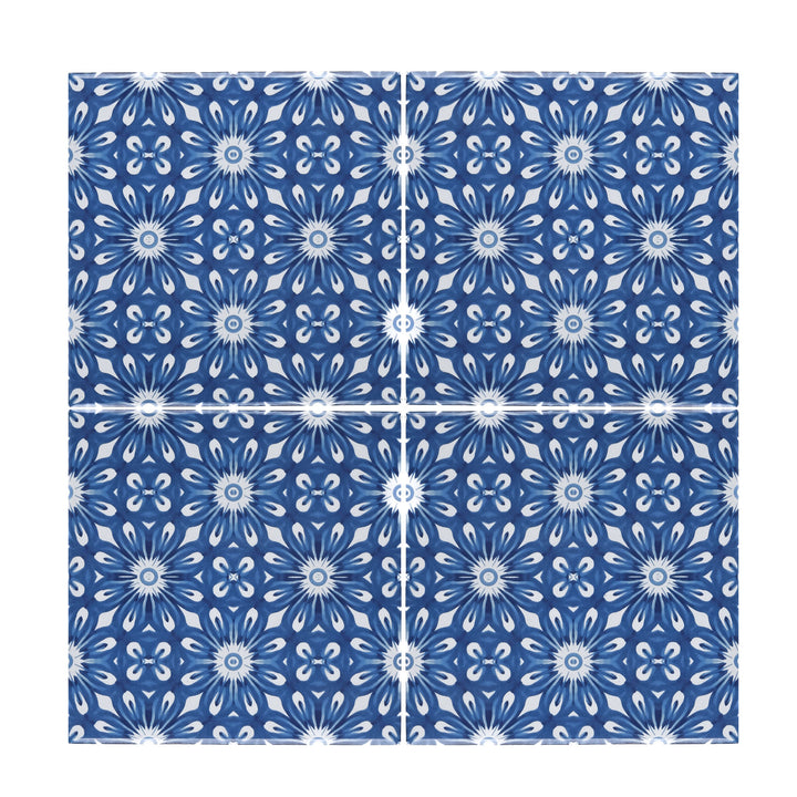 Feathery Indigo Tile  - Fired Ink version