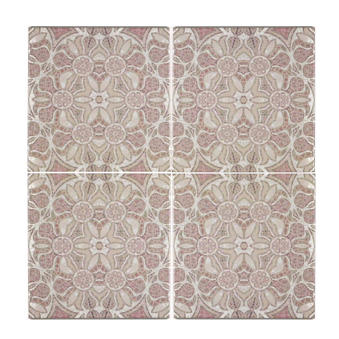 Pomegranate Tile - Plaster Pink - Fired Ink version