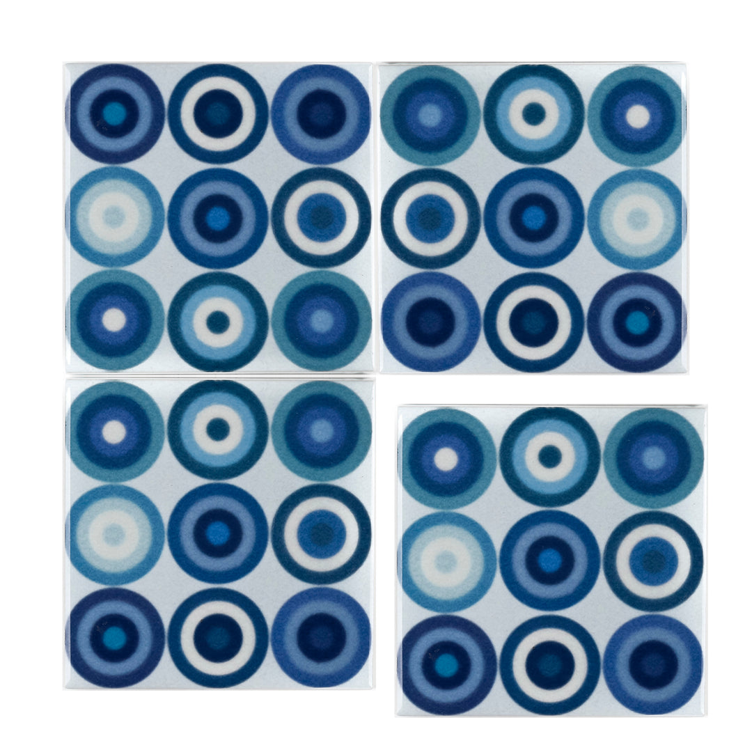 Navy Grey Circles Tile  - Fired Ink version