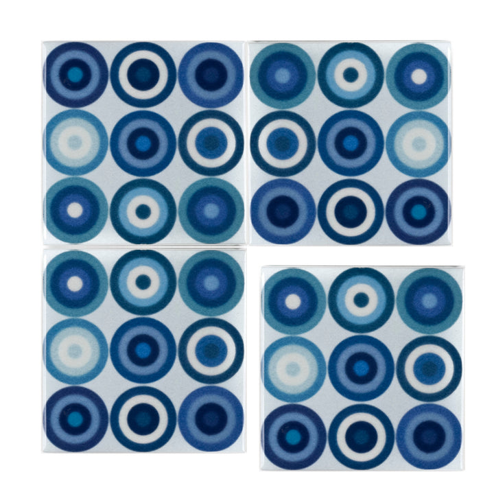 Navy Grey Circles Tile  - Fired Ink version