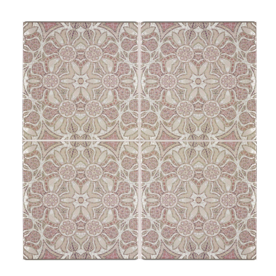 Pomegranate Tile - Plaster Pink - Fired Ink version
