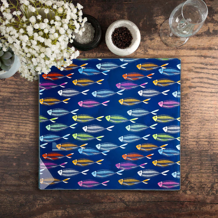 Rainbow Fish on Blue Worktop Protector