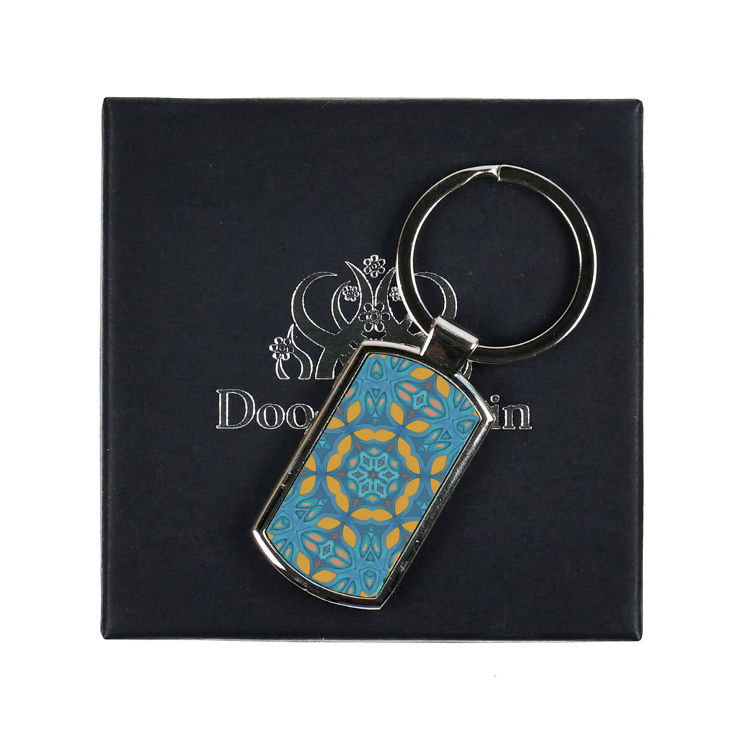 SALE - Greek Knossos Millefiori Keyring - Orange &amp; Teal