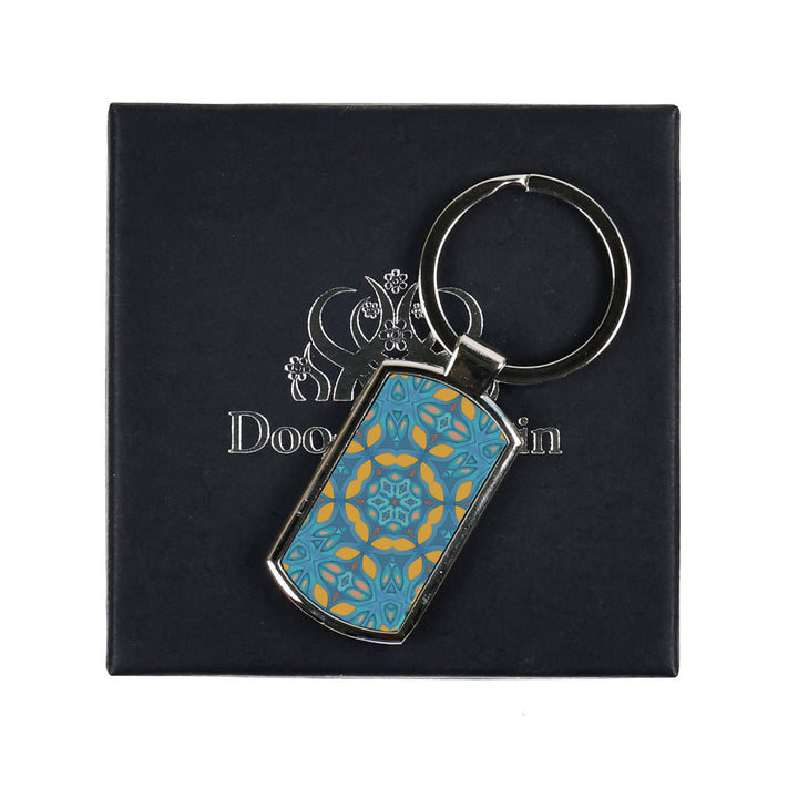 SALE - Greek Knossos Millefiori Keyring - Orange &amp; Teal