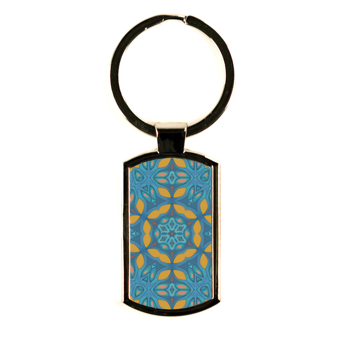 SALE - Greek Knossos Millefiori Keyring - Orange &amp; Teal