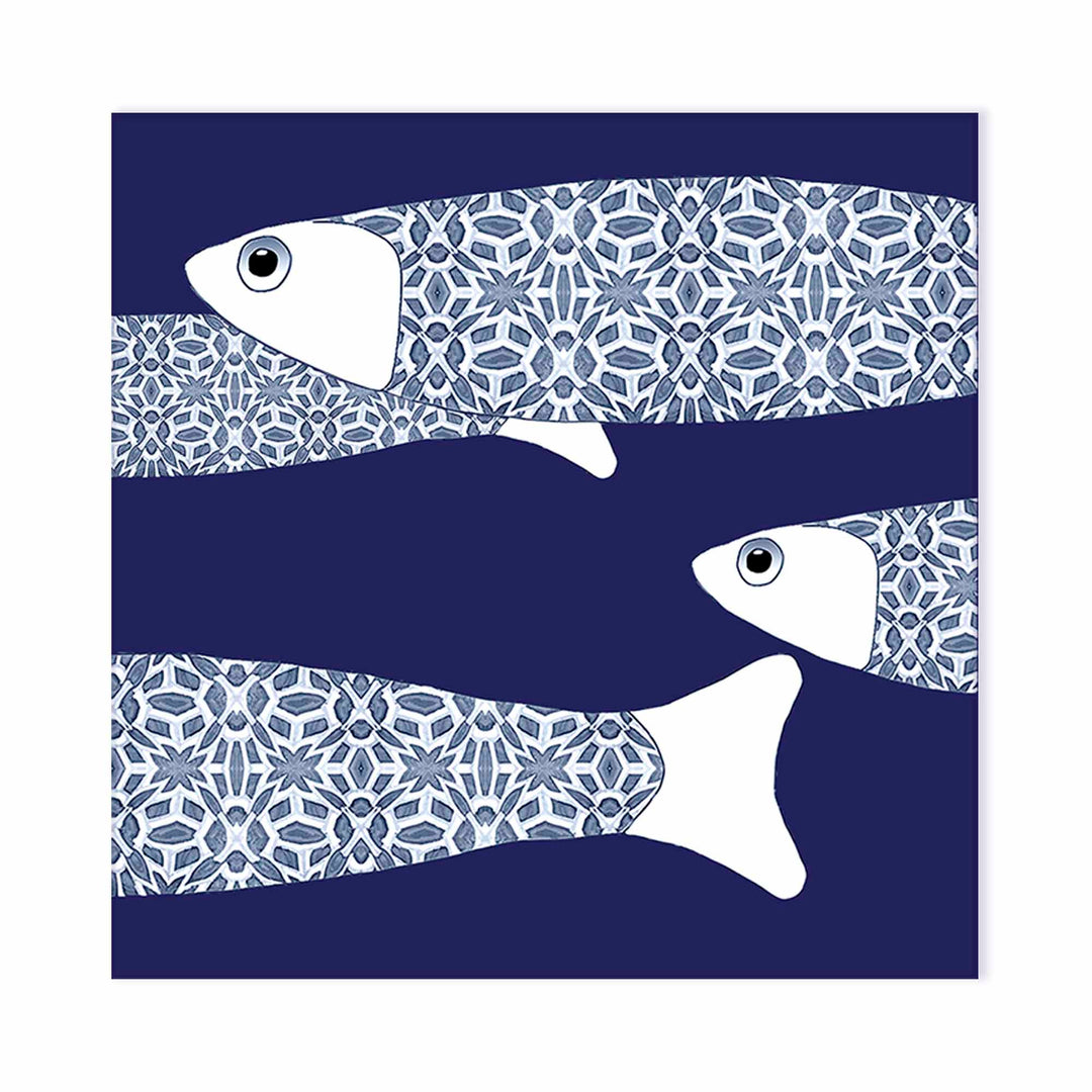 Ocean Shoal Tile  - Large Scale BORDER - Navy Blue - FIRED INK Finish
