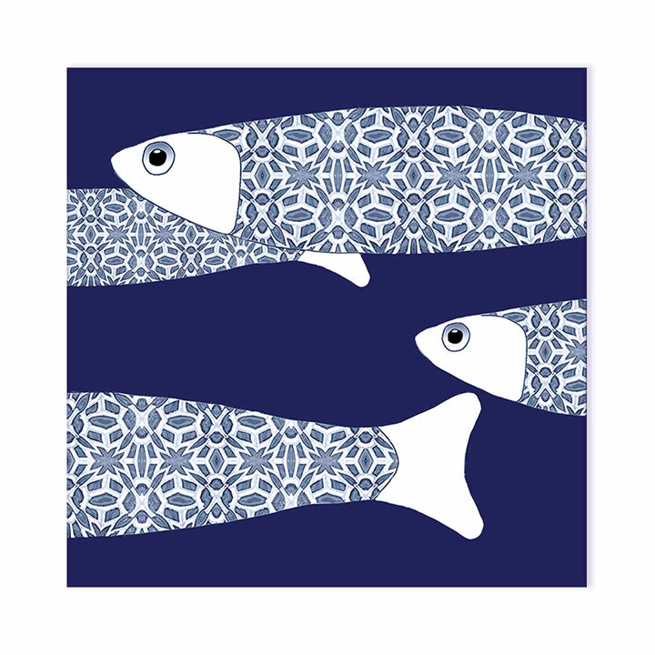 Ocean Shoal Tile  - Large Scale BORDER - Navy Blue - FIRED INK Finish