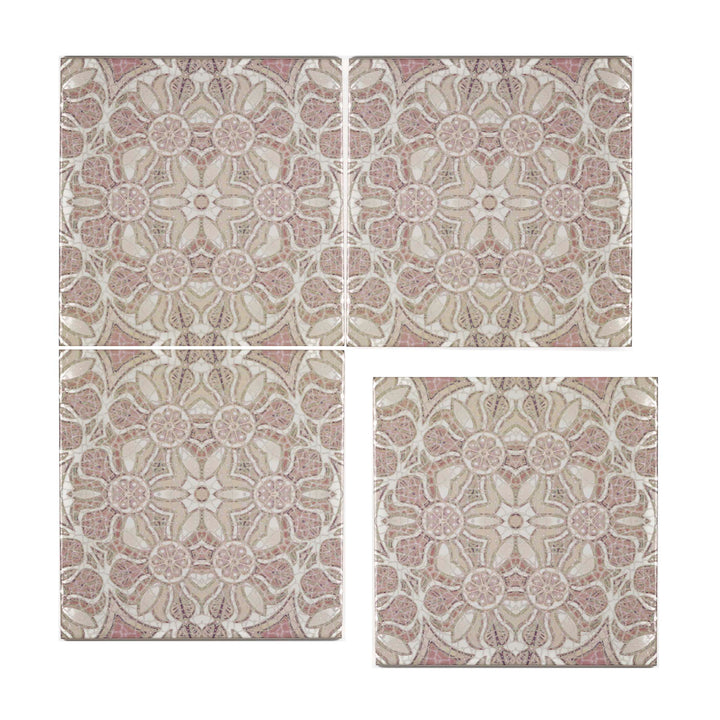 Pomegranate Tile - Plaster Pink - Fired Ink version
