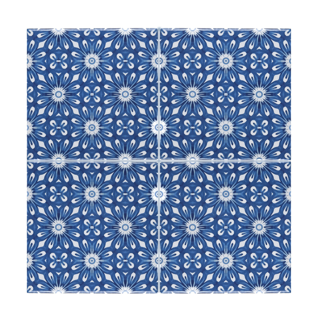 Feathery Indigo Tile  - Fired Ink version