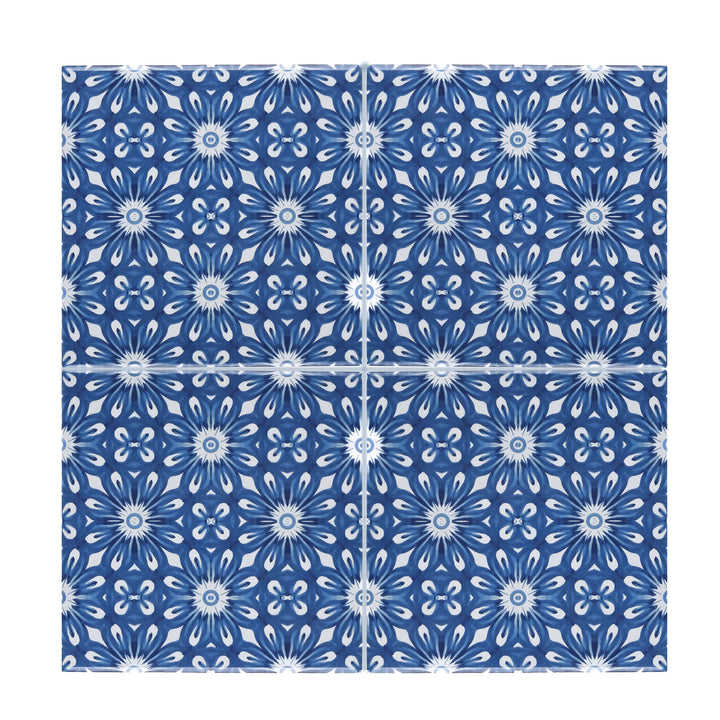 Feathery Indigo Tile  - Fired Ink version
