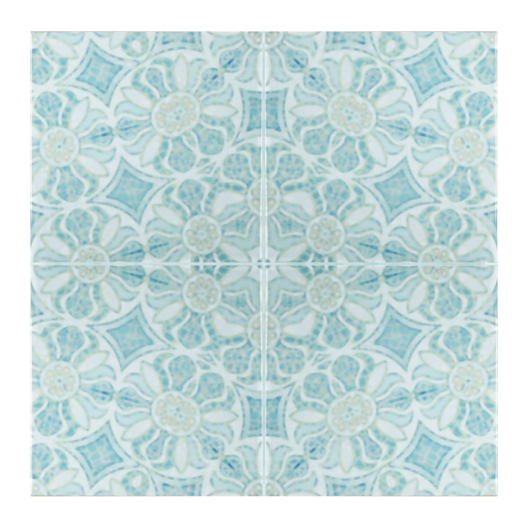Pomegranate Hazy Tiles - Aqua - large scale