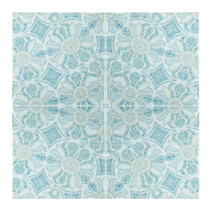 Pomegranate Hazy Tiles - Aqua - large scale