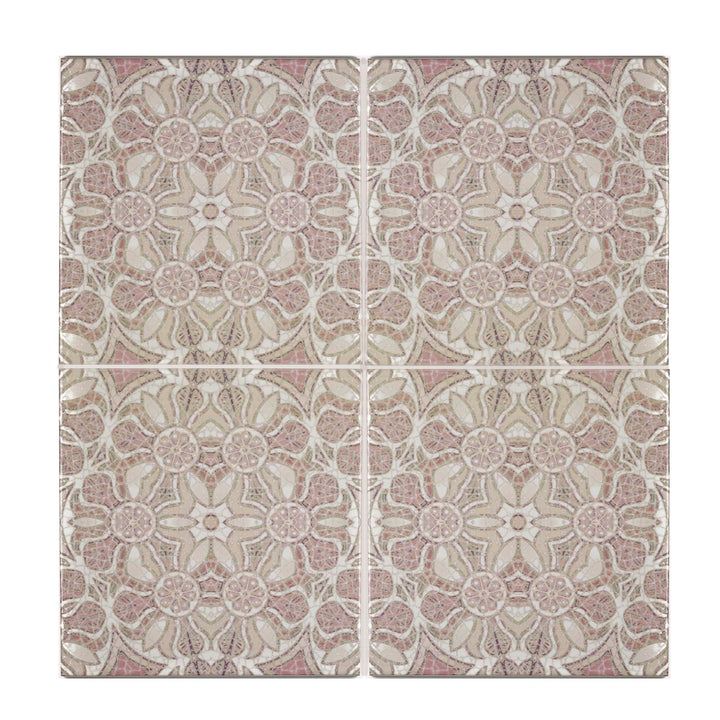 Pomegranate Tile - Plaster Pink - Fired Ink version
