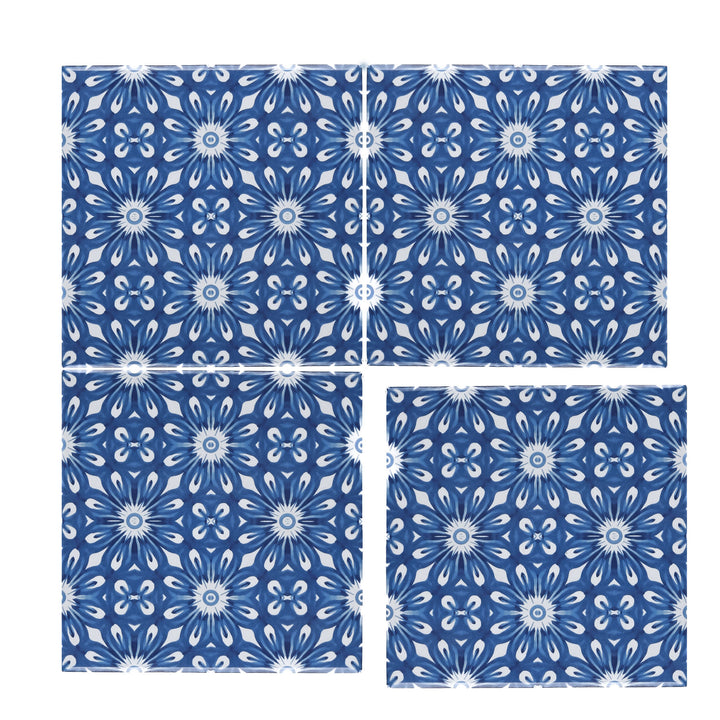 Feathery Indigo Tile  - Fired Ink version