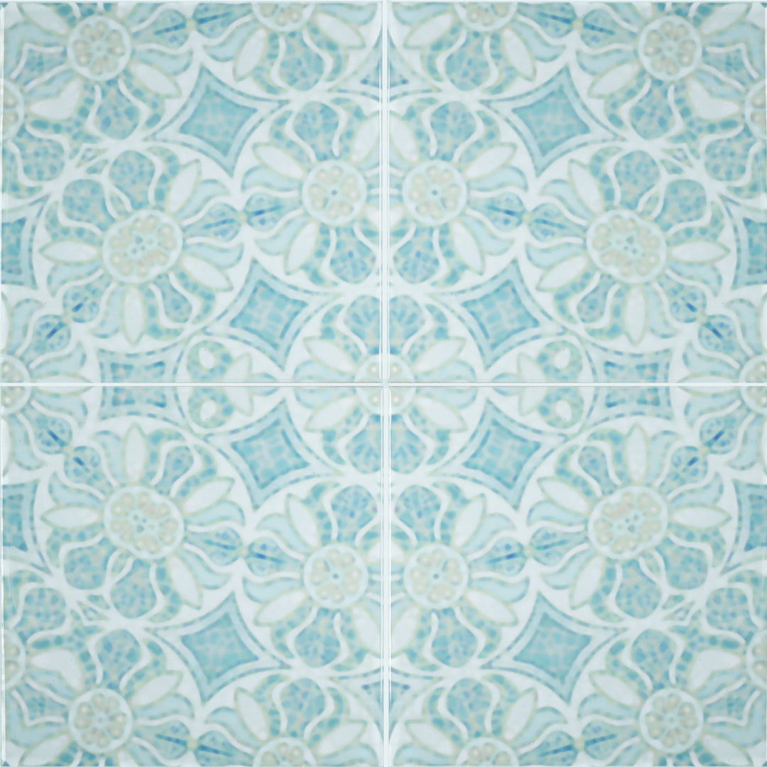 Pomegranate Hazy Tiles - Aqua - large scale