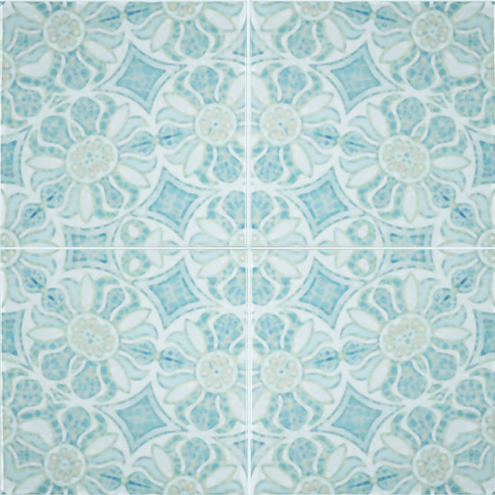 Pomegranate Hazy Tiles - Aqua - large scale