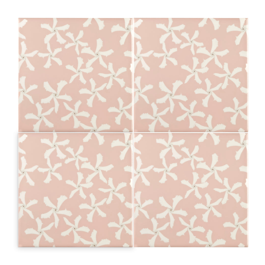 Jasmine Flower Tile - Pink &amp; White