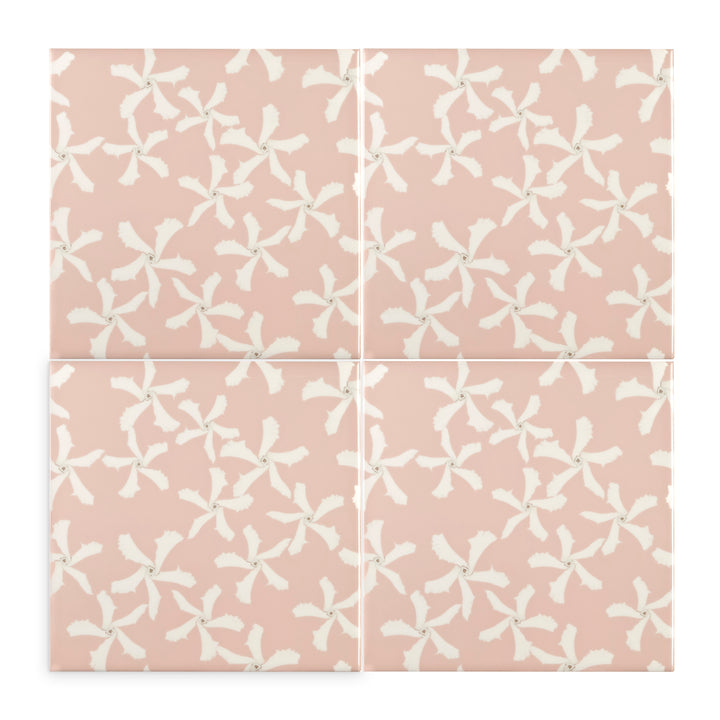Jasmine Flower Tile - Pink &amp; White