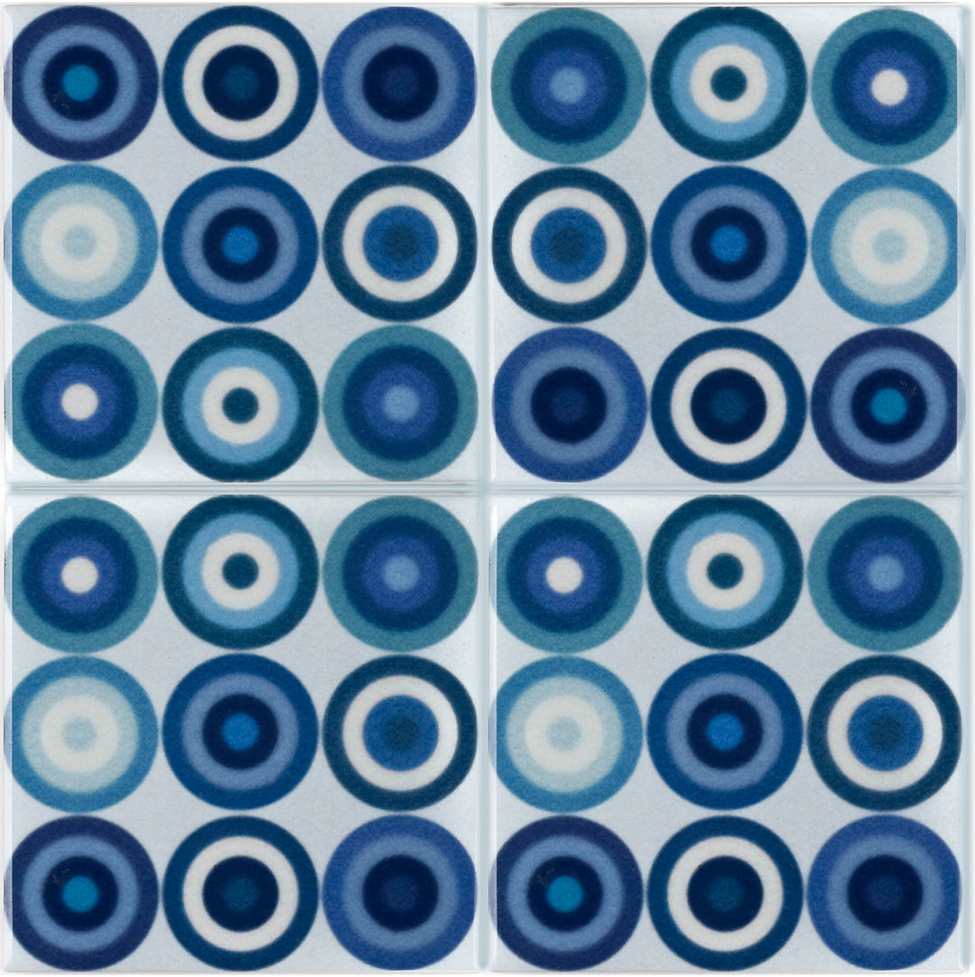 Navy Grey Circles Tile  - Fired Ink version
