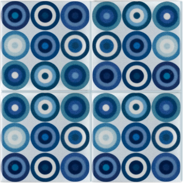 Navy Grey Circles Tile  - Fired Ink version