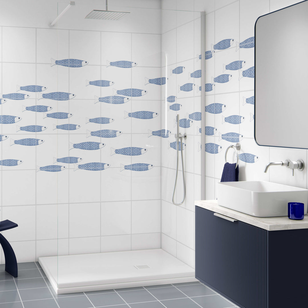 Ocean Shoal tile decals - Blue White