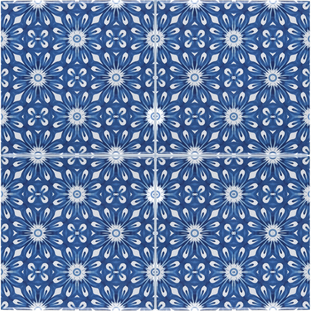 Feathery Indigo Tile  - Fired Ink version