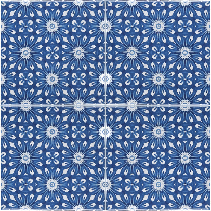 Feathery Indigo Tile  - Fired Ink version