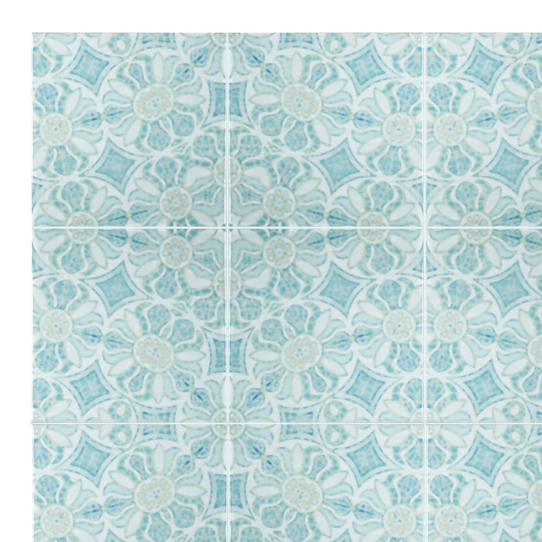 Pomegranate Hazy Tiles - Aqua - large scale